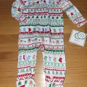 Nwt Little Me Christmas Holiday Footie Pajamas Bamboo Boys Girls Size 0-3 Months
